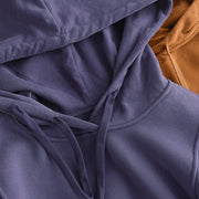 Buddha Stones Winter Solid Color Fleece-lined Cotton Long Sleeve Women's Hoodie With Pockets - image 10