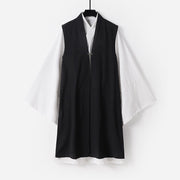 Buddha Stones 2Pcs Wudang Tai Chi Ceremony Solid Long Sleeve Men's Taoist Long Robe Kimono Sleeveless Vest Suit - Black - US/UK/AU54，EU64 (9XL) - image 18