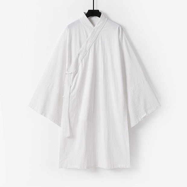 Buddha Stones 2Pcs Wudang Tai Chi Ceremony Solid Long Sleeve Men's Taoist Long Robe Kimono Sleeveless Vest Suit - image 2