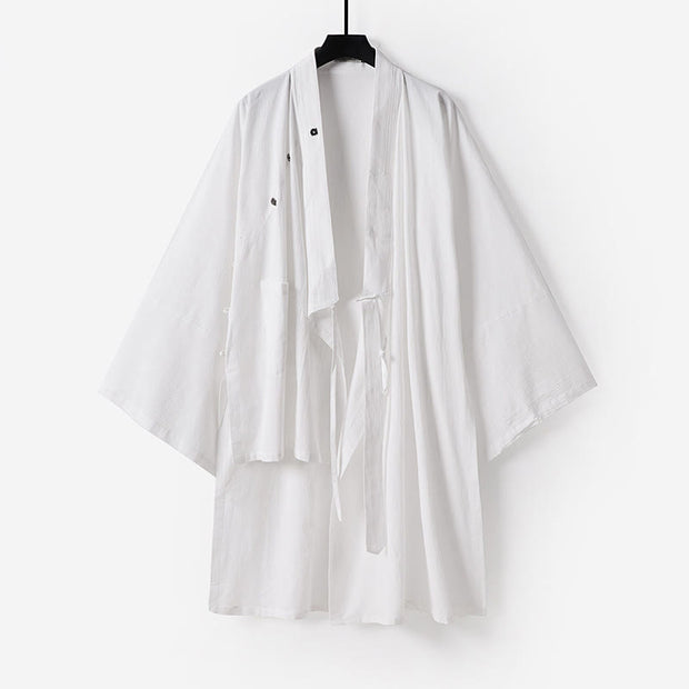 Buddha Stones Wudang Traditional Tai Chi Ceremony Three Quarter Sleeve Men's Taoist Long Robe - White - US/UK/AU54，EU64 (9XL) - image 1