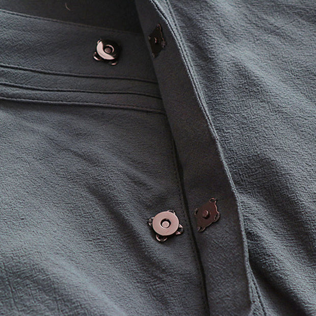 Buddha Stones 2Pcs Fall Solid Long Sleeve Men's Taoist Long Robe Lace-up Kimono Sleeveless Vest Qigong Ceremony Suit - image 11