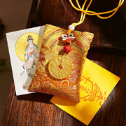 Buddha Stones Chinese Zodiac Natal Buddha Mountain Ghosts Spend Money Copper Coins Sachet Hanging Decoration - Yellow Fabric - Dragon/Snake-Samantabhadra Bodhisattva - image 22