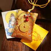 Buddha Stones Chinese Zodiac Natal Buddha Mountain Ghosts Spend Money Copper Coins Sachet Hanging Decoration - Yellow Fabric - Horse-Mahasattva Bodhisattva - image 20