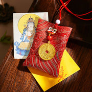 Buddha Stones Chinese Zodiac Natal Buddha Mountain Ghosts Spend Money Copper Coins Sachet Hanging Decoration - Red Fabric - Horse-Mahasattva Bodhisattva - image 28