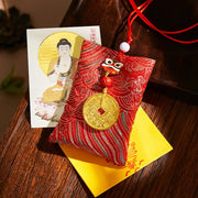 Buddha Stones Chinese Zodiac Natal Buddha Mountain Ghosts Spend Money Copper Coins Sachet Hanging Decoration - Red Fabric - Dog/Pig-Amitabha Buddha - image 31