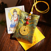Buddha Stones Chinese Zodiac Natal Buddha Mountain Ghosts Spend Money Copper Coins Sachet Hanging Decoration - Green Fabric - Ox/Tiger-Void Bodhisattva - image 34