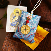 Buddha Stones Chinese Zodiac Natal Buddha Mountain Ghosts Spend Money Copper Coins Sachet Hanging Decoration - Light Blue Fabric - Goat/Monkey-Tathagata - image 45