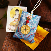 Buddha Stones Chinese Zodiac Natal Buddha Mountain Ghosts Spend Money Copper Coins Sachet Hanging Decoration - Light Blue Fabric - Dog/Pig-Amitabha Buddha - image 47