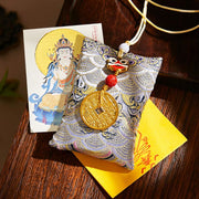 Buddha Stones Chinese Zodiac Natal Buddha Mountain Ghosts Spend Money Copper Coins Sachet Hanging Decoration - Gray Fabric - Horse-Mahasattva Bodhisattva - image 52