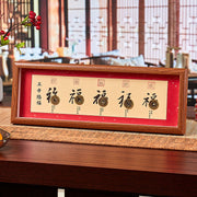 Buddha Stones Fu Character Five-emperor Coins Lucky Fortune Photo Frame Ornament Home Decor - Style 2 - Medium Density Fiberboard(13*40*4cm) - image 2