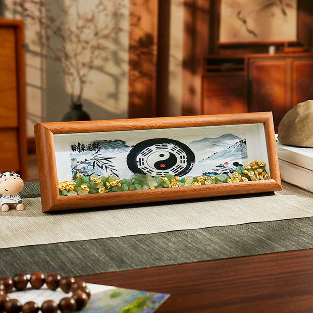 Buddha Stones Green Crystal Bagua Koi Fish Yin Yang Symbol Golden Ingot Thangka Photo Frame Ornament Home Decor - Style10 - Medium Density Fiberboard(9*30*4cm) - image 12