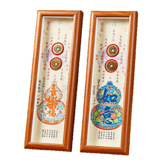 Buddha Stones Fu Character Gourd Copper Coins Photo Frame Ornament Home Decor - image 9