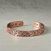 Buddha Stones Copper Flower Hand Polishing Adjustable Cuff Balance Bracelet Bangle - Copper (Wrist Circumference: 15-17cm) - image 0