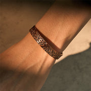 Buddha Stones Copper Flower Hand Polishing Adjustable Cuff Balance Bracelet Bangle - image 4