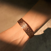 Buddha Stones Copper Flower Open Balance Luck Adjustable Cuff Bracelet Bangle - image 4