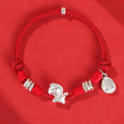 Buddha Stones 999 Sterling Silver Red Agate Year Of The Horse Freedom String Bracelet - Red Rope(Wrist Circumference: 14-21cm) - image 0