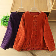 Buddha Stones Winter Frog-button Polyester Long Sleeve Corduroy Women's Jacket  - image 15