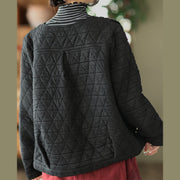 Buddha Stones Winter Cotton Long Sleeve Diamond Pattern Women's Thermal Jacket With Pockets - image 8