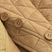 Buddha Stones Winter Cotton Long Sleeve Diamond Pattern Women's Thermal Jacket With Pockets - image 14