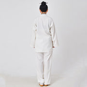 Buddha Stones 2Pcs Wudang Fall Solid Frog-Button Long Sleeve Linen Unisex Taoist Robe Kimono Pants Qigong Ceremony Suit - image 3