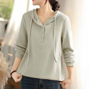 Buddha Stones Winter Solid Color Cotton Long Sleeve Women's Hoodie Has Hood - image 7