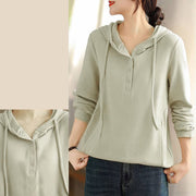 Buddha Stones Winter Solid Color Cotton Long Sleeve Women's Hoodie Has Hood - image 8