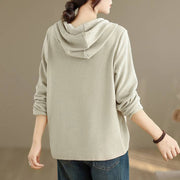 Buddha Stones Winter Solid Color Cotton Long Sleeve Women's Hoodie Has Hood - image 12