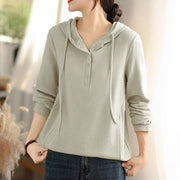 Buddha Stones Winter Solid Color Cotton Long Sleeve Women's Hoodie Has Hood - image 6