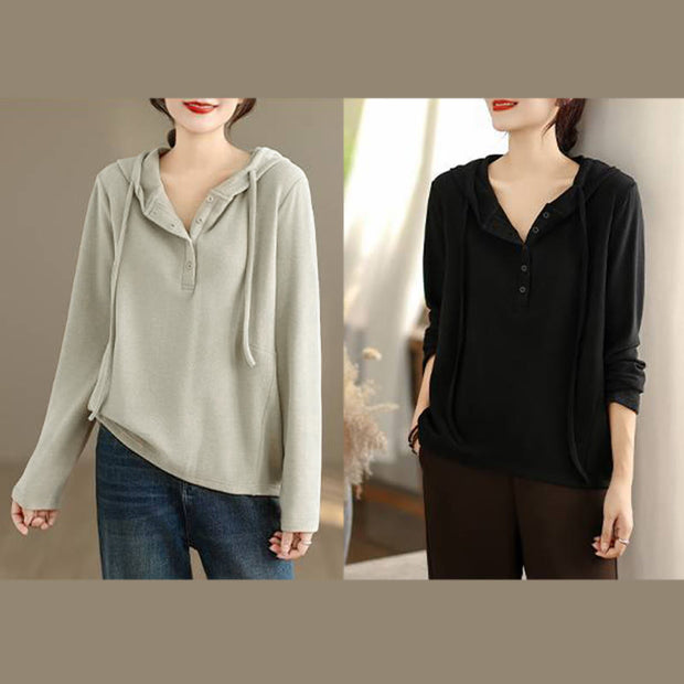 Buddha Stones Winter Solid Color Cotton Long Sleeve Women's Hoodie Has Hood - image 27