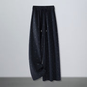 Buddha Stones Casual White Dots Pattern Polyester Women's Wide Leg Pants With Pockets - MidnightBlue - US12，UK/AU16，EU44 (3XL) - image 0