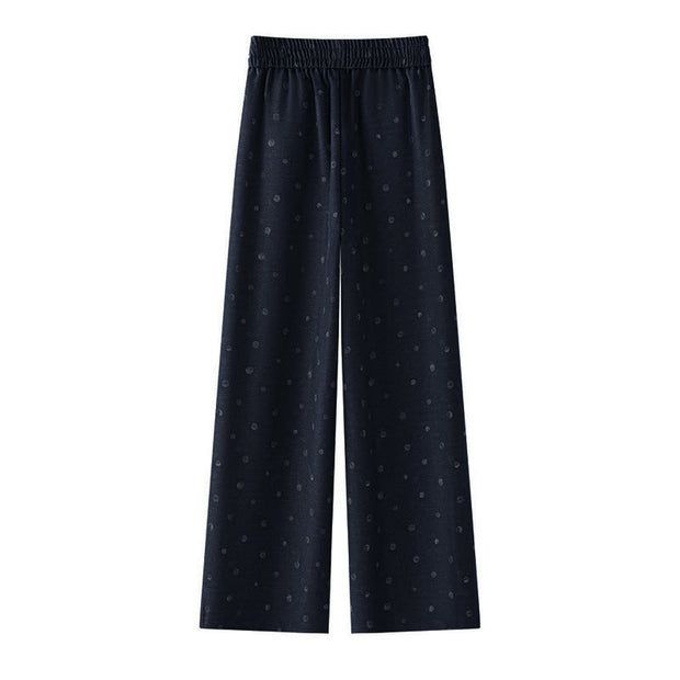 Buddha Stones Casual White Dots Pattern Polyester Women's Wide Leg Pants With Pockets - image 1
