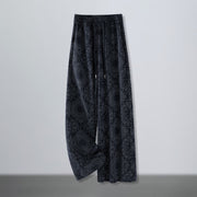 Buddha Stones Casual Floral Pattern Polyester Women's Wide Leg Pants With Pockets - MidnightBlue - US12，UK/AU16，EU44 (3XL) - image 0