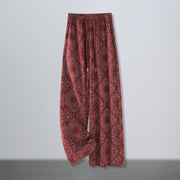 Buddha Stones Casual Floral Pattern Polyester Women's Wide Leg Pants With Pockets - FireBrick - US12，UK/AU16，EU44 (3XL) - image 5