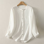 Buddha Stones Fall Crew Collar Long Sleeve Women's Polyester Shirt With Pockets - Snow - US8-10，UK/AU12-14，EU40-42 (2XL) - image 10