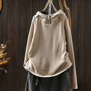 Buddha Stones Winter Solid Color Cotton Thickened Long Sleeve Women's Hoodie Has Hood - image 8