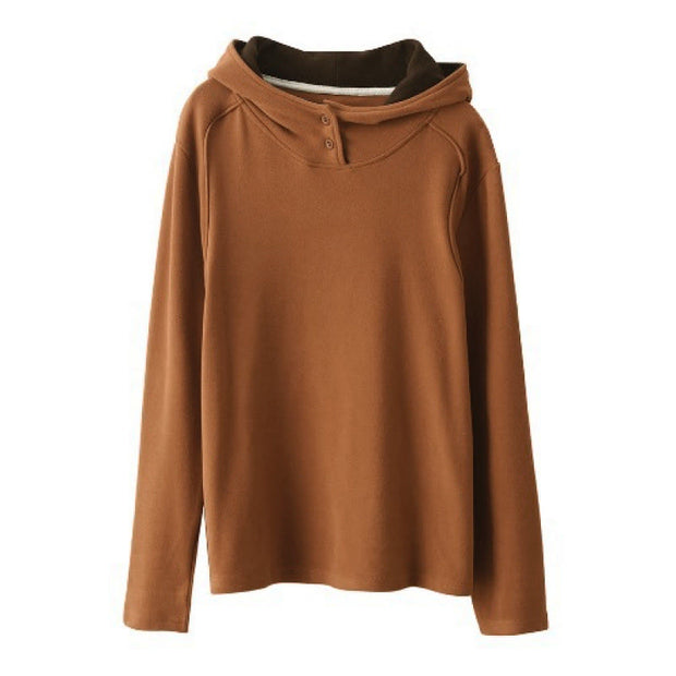 Buddha Stones Winter Solid Color Cotton Thickened Long Sleeve Women's Hoodie Has Hood - image 2