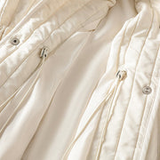 Buddha Stones Women's Plain Crew Neck Drawstring Design Long Sleeve Cotton Jacket With Pocket - image 17