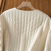 Buddha Stones Women's Plain Crew Neck Drawstring Design Long Sleeve Cotton Jacket With Pocket - image 13