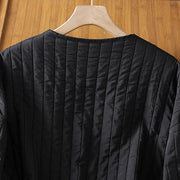 Buddha Stones Women's Plain Crew Neck Drawstring Design Long Sleeve Cotton Jacket With Pocket - image 4