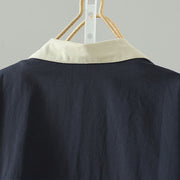 Buddha Stones Fall Lapel Buttons Patchwork Design Women's Cotton Long Sleeve Coat With Pockets - image 15