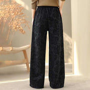 Buddha Stones Jacquard Paisley Pattern Women's Wide Leg Thermal Fleece-Lined Cotton Pants With Pockets - image 7