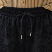 Buddha Stones Jacquard Paisley Pattern Women's Wide Leg Thermal Fleece-Lined Cotton Pants With Pockets - image 11