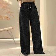 Buddha Stones Jacquard Paisley Pattern Women's Wide Leg Thermal Fleece-Lined Cotton Pants With Pockets - image 8