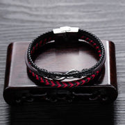 Buddha Stones Infinitely Design Titanium Steel Braided Three-layer Leather Balance Bracelet - image 7