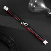 Buddha Stones Infinitely Design Titanium Steel Braided Three-layer Leather Balance Bracelet - image 8