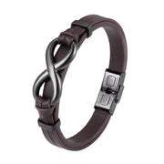 Buddha Stones Infinitely Design Titanium Steel Single Layer Leather Balance Bracelet - Brown(Wrist Circumference: 19-21cm) - image 7