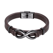 Buddha Stones Infinitely Design Titanium Steel Single Layer Leather Balance Bracelet - image 8