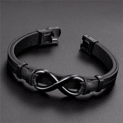 Buddha Stones Infinitely Design Titanium Steel Single Layer Leather Balance Bracelet - image 3