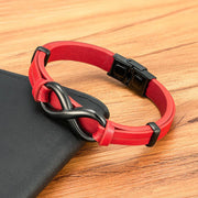 Buddha Stones Infinitely Design Titanium Steel Multicolored Leather Strengthen Bracelet - image 15