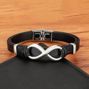 Buddha Stones Infinitely Design Titanium Steel Multicolored Leather Strengthen Bracelet - image 7